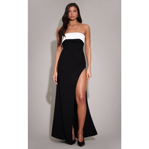 Black Robe Maxi Bandeau Contrastante À Fente Haute | Taille 42 - PrettyLittleThing - Modalova