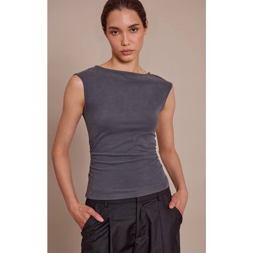 Charcoal Haut Sans Manches En Coton Doux Avec Fronces Latérales | Taille 32 - PrettyLittleThing - Modalova