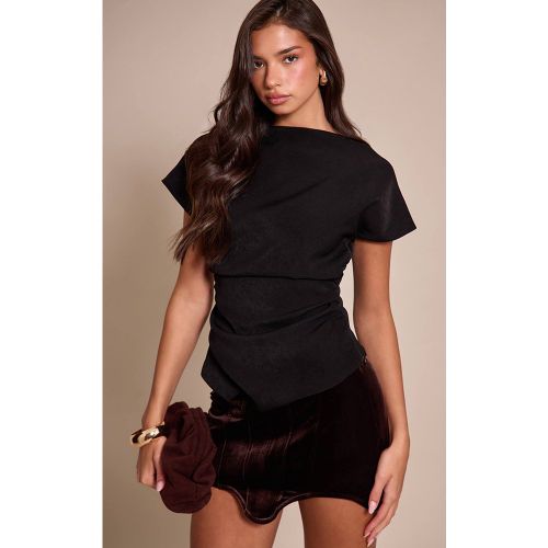 Black Haut Tissé Froncé À Taille Cintrée | Taille 42 - PrettyLittleThing - Modalova