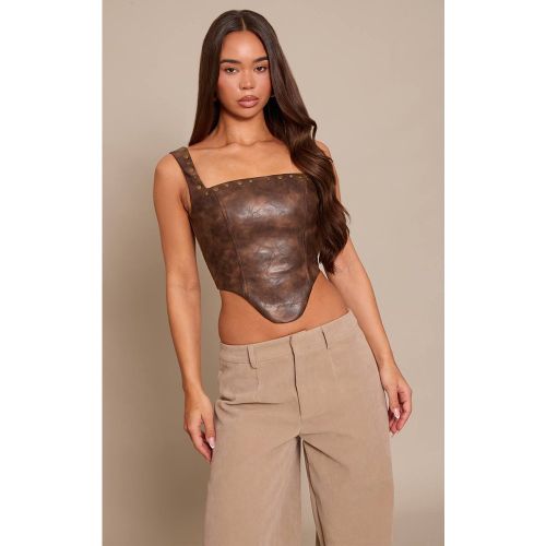 Brown Corset Clouté En Synthétique | Taille 32 - PrettyLittleThing - Modalova