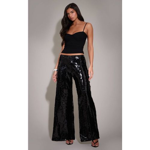 Black Pantalon Ample À Jambes Larges Orné De Sequins | Taille 42 - PrettyLittleThing - Modalova
