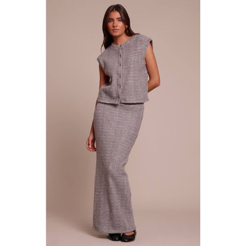 Grey Jupe Longue Côtelée Épaisse En Matière Brossée Douce | Taille 42 - PrettyLittleThing - Modalova