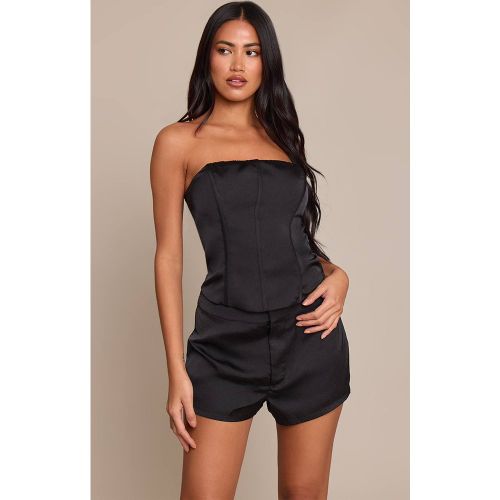 Black Corset Satiné À Baleines | Taille 34 - PrettyLittleThing - Modalova