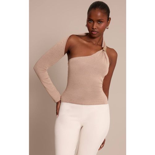 Oatmeal Haut En Maille Asymétrique Avec Détail De Finition | Taille XS - PrettyLittleThing - Modalova