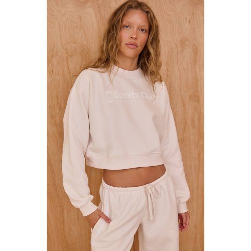 Cream Sweat-shirt Court Imprimé Sports Club | Taille XL - PrettyLittleThing - Modalova
