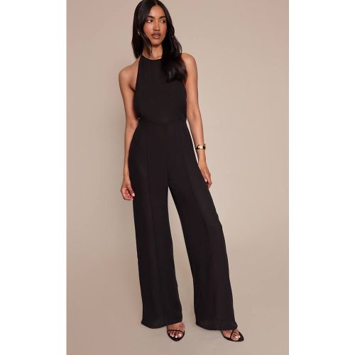 Black Combinaison Pantalon Droit En Mousseline Col Licou | Taille 42 - PrettyLittleThing - Modalova