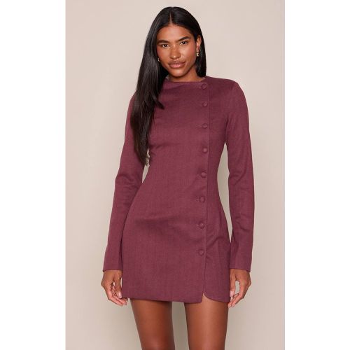 Burgundy Robe Blazer Boutonnée En Bouclé | Taille 42 - PrettyLittleThing - Modalova
