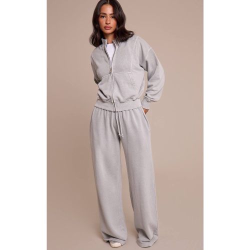 Ash Grey Jogger Petite Droit À Cordon De Serrage Effet Délavé Acide | Taille XS - PrettyLittleThing - Modalova