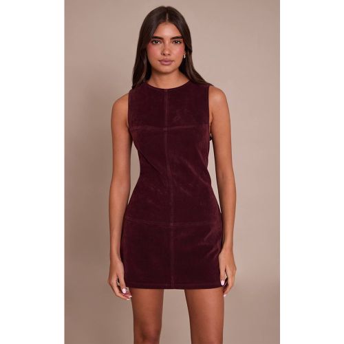 Burgundy Robe Droite Sans Manches En Faux Suède Structuré Avec Détails De Coutures | Taille 32 - PrettyLittleThing - Modalova