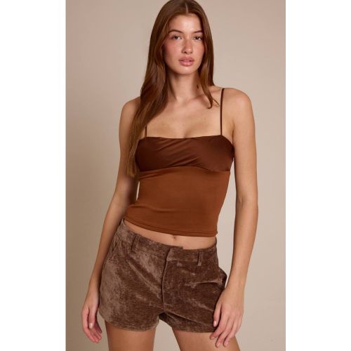Brown Top Caraco À Bretelles Avec Empiècement Contrasté Au Buste | Taille 42 - PrettyLittleThing - Modalova