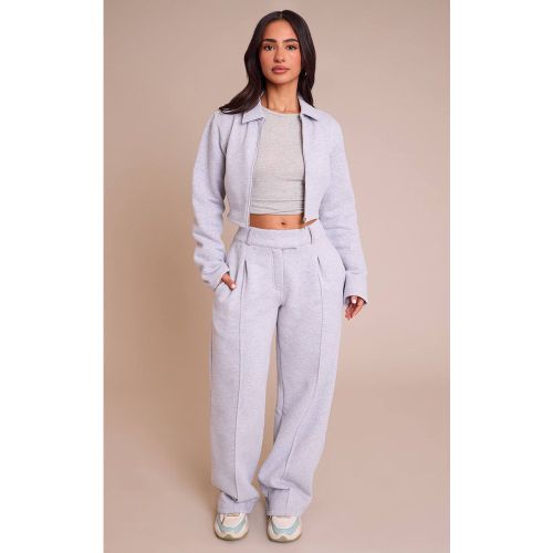 Grey Marl Jogging Petite Taille À Jambes Larges Avec Détails De Coutures Ajustées | Taille Medium - PrettyLittleThing - Modalova