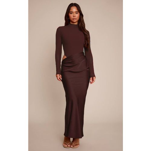 Robe Longue Drapée À Manches Longues En Mesh | Taille 42 - PrettyLittleThing - Modalova