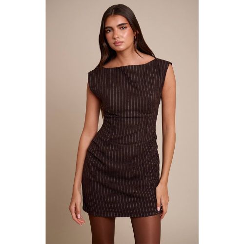 Robe Moulante Froncée À Fines Rayures | Taille 42 - PrettyLittleThing - Modalova