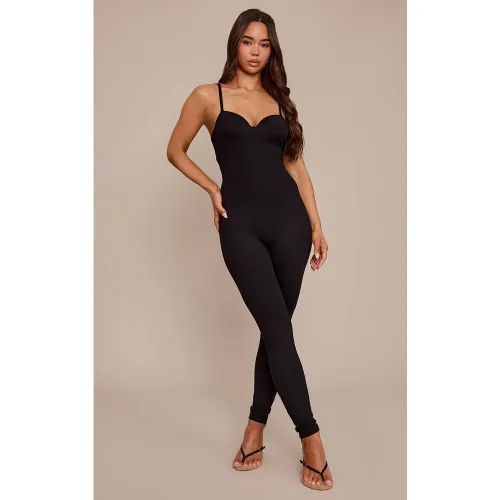 Black Combinaison Moulante À Détail Bonnets Toucher Doux | Taille 42 - PrettyLittleThing - Modalova