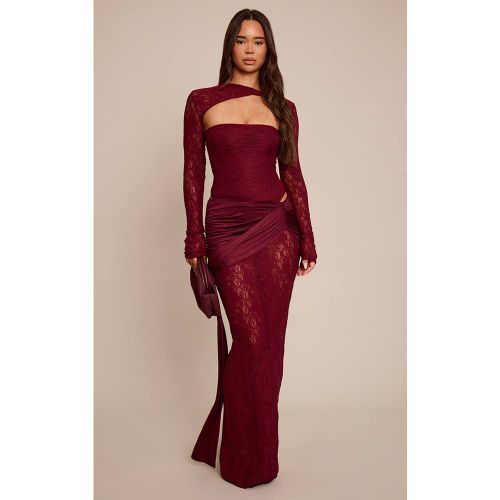 Jupe Longue Moulante Drapée En Dentelle Avec Lien | Taille 42 - PrettyLittleThing - Modalova