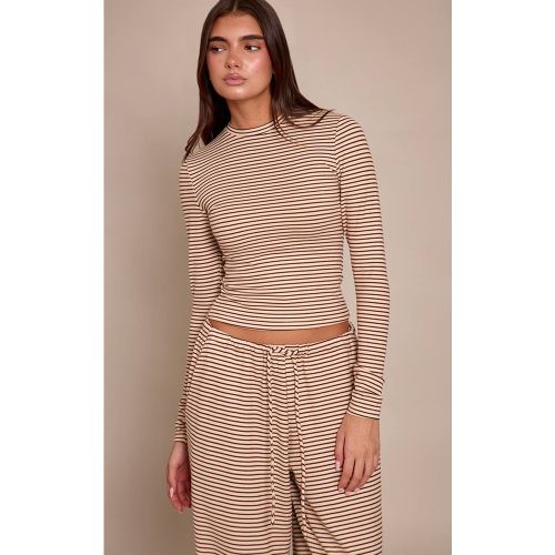 Sand Haut À Manches Longues En Polaire Douce À Rayures | Taille XS - PrettyLittleThing - Modalova