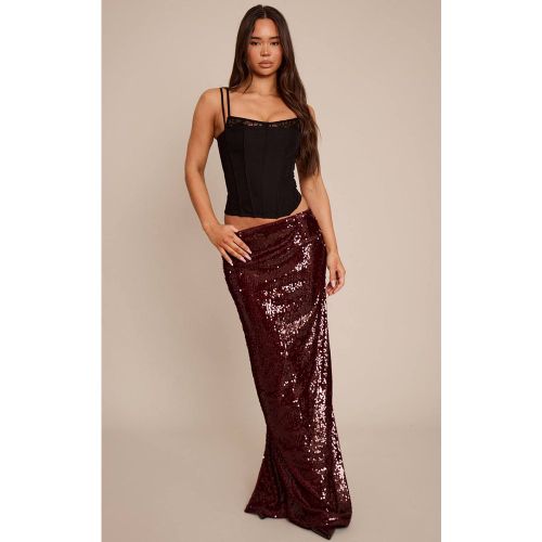 Burgundy Jupe Longue À Sequins | Taille 38 - PrettyLittleThing - Modalova