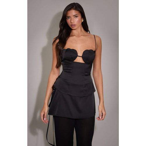 Black Caraco À Bretelles En Satin Avec Détail Bustier | Taille 42 - PrettyLittleThing - Modalova