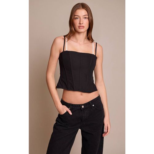 Black Corset À Bretelles Contrastées Tissé | Taille 42 - PrettyLittleThing - Modalova