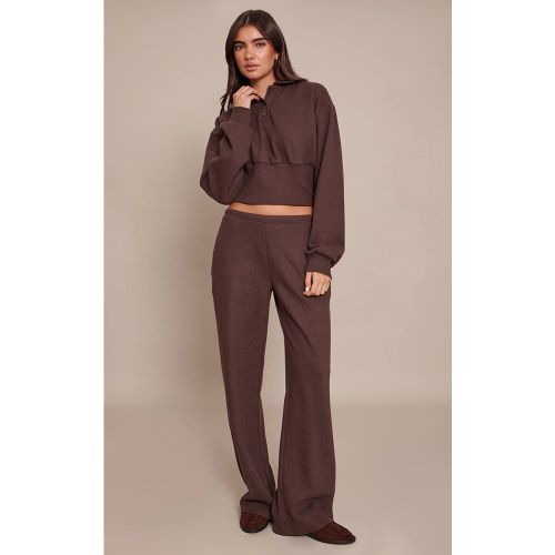 Pantalon Droit Côtelé Brossé À Taille Élastique | Taille 44 - PrettyLittleThing - Modalova