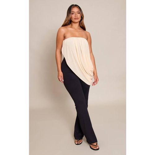 Black Combinaison Évasée Drapée Avec Superposition De Mesh Contrastant Shape | Taille 42 - PrettyLittleThing - Modalova