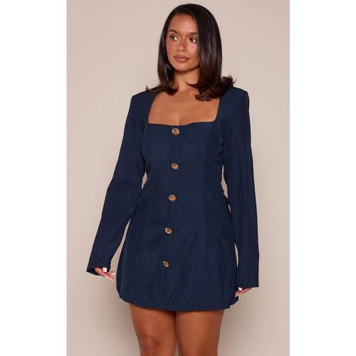 Navy Robe Mini Ajustée À Encolure Carrée Avec Boutons Martelés Shape | Taille 42 - PrettyLittleThing - Modalova