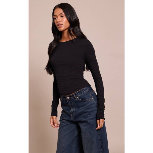 Black Haut À Manches Longues En Coton Col Rond Tall | Taille 36 - PrettyLittleThing - Modalova