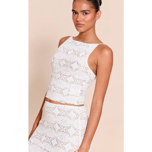 Cream Haut Caraco En Dentelle Texturée | Taille 40 - PrettyLittleThing - Modalova