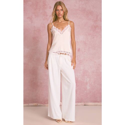 Cream Pantalon Large Tissé À Détail Nœud Latéral | Taille 42 - PrettyLittleThing - Modalova
