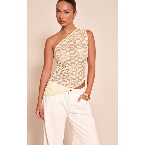 Lemon Top Asymétrique Sans Manches En Dentelle Texturée | Taille 42 - PrettyLittleThing - Modalova