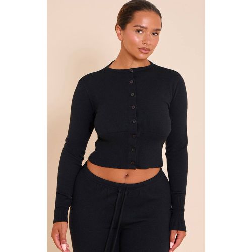 Black Cardigan Côtelé Large À Boutons En Maille Shape | Taille Medium - PrettyLittleThing - Modalova
