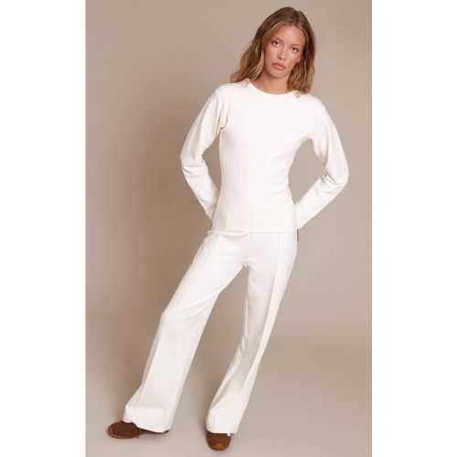 Cream Pantalon De Jogging Droit En Jersey Interlock À Pinces | Taille XL - PrettyLittleThing - Modalova