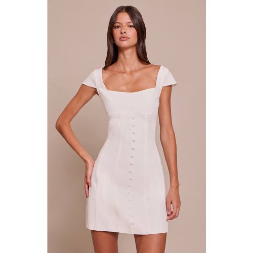 White Robe Droite Ajustée En Tissu Tissé Avec Détail Boutonné | Taille 44 - PrettyLittleThing - Modalova