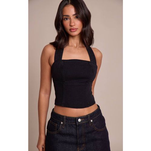 Black Top Petite En Denim À Col Licou | Taille 42 - PrettyLittleThing - Modalova