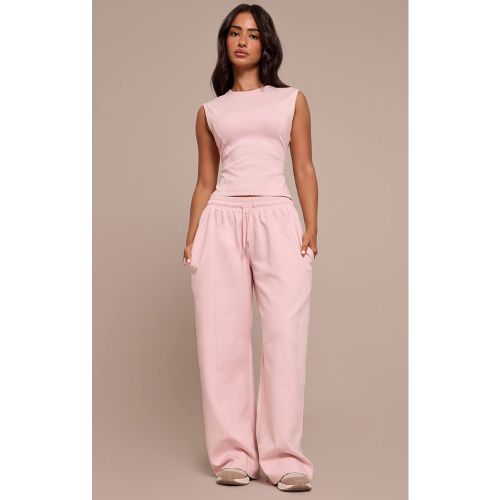 Pink Jogging Petite Taille À Jambes Larges Avec Cordon De Serrage En Jersey Interlock | Taille XS - PrettyLittleThing - Modalova