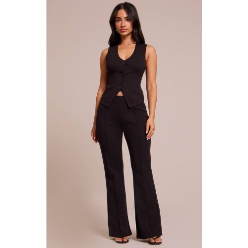 Black Pantalon Évasé Petite Avec Détail De Couture Entrelacée | Taille XS - PrettyLittleThing - Modalova