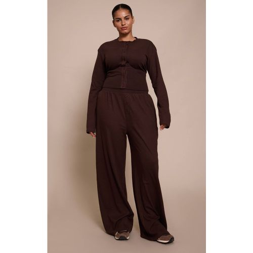 Dark Brown Pantalon Large Super Doux Basique Plus | Taille 46 - PrettyLittleThing - Modalova