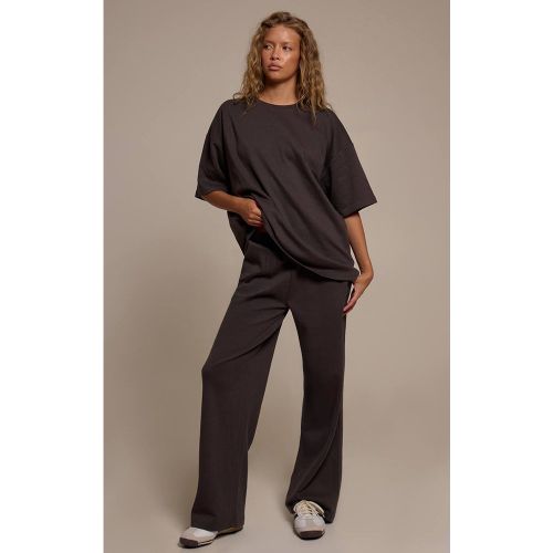 Pantalon Large Taille Mi-haute En Jersey Co-ord | Taille 44 - PrettyLittleThing - Modalova