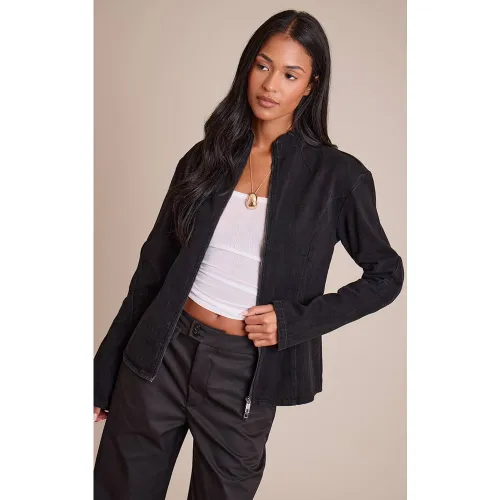 Washed Black Veste Ajustée Col Montant À Détails De Coutures Tall | Taille 32 - PrettyLittleThing - Modalova