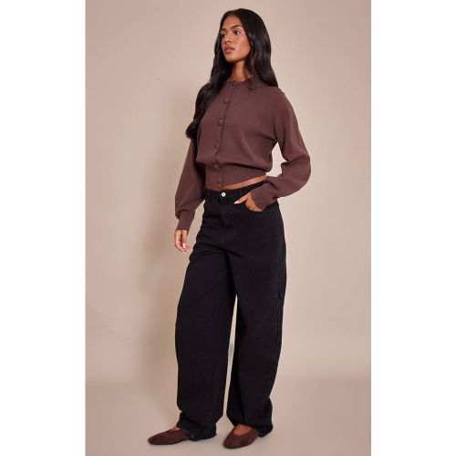 Washed Black Jean Barrel Taille Mi-haute À Détails De Coutures Vintage Tall | Taille 42 - PrettyLittleThing - Modalova