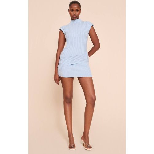 Blue Jupe Mini En Maille Côtelée | Taille XS - PrettyLittleThing - Modalova