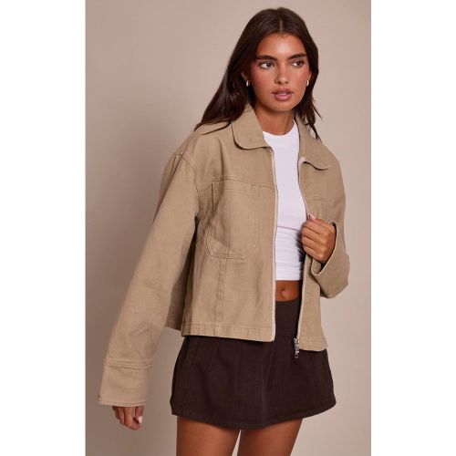 Stone Veste En Jean À Fermeture Éclair | Taille 42 - PrettyLittleThing - Modalova