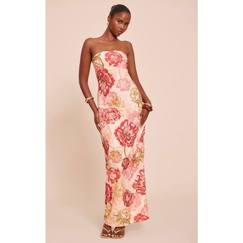 Multi Robe Longue Bustier En Mousseline À Imprimé Fleuri | Taille 38 - PrettyLittleThing - Modalova