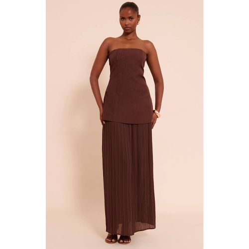 Robe Maxi Bandeau À Jupe Plissée En Mousseline Avec Panneaux | Taille 32 - PrettyLittleThing - Modalova