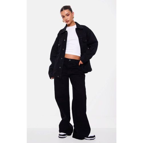 Washed Black Jean Boyfriend Taille Basse Délavé | Taille 32 - PrettyLittleThing - Modalova
