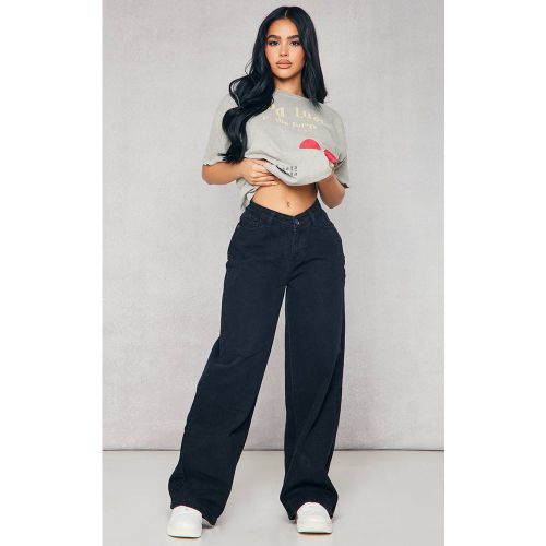 Black Jean En Denim Petite Taille Haute Échancrée | Taille 30 - PrettyLittleThing - Modalova