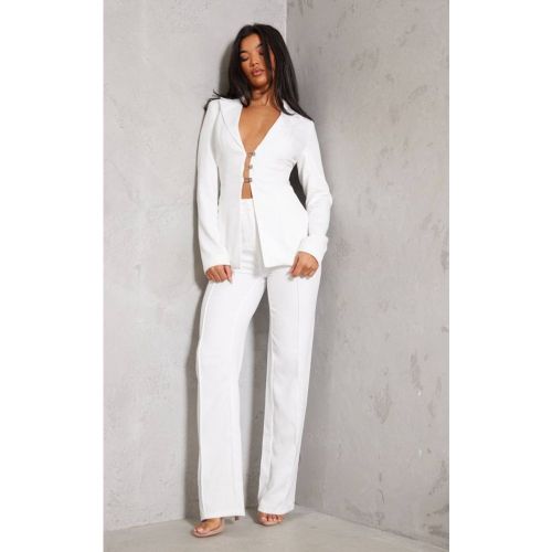 White Pantalon Taille Haute À Jambes Larges | Taille 42 - PrettyLittleThing - Modalova