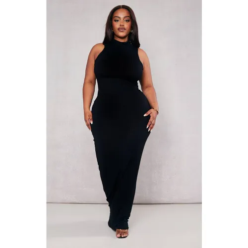 Black Robe Mi-longue Col Montant Grande Taille | Taille 44 - PrettyLittleThing - Modalova