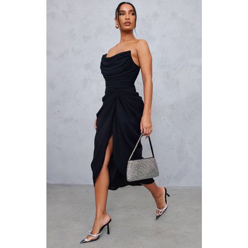 Black Robe Midi Drapée Bustier Corset En Mousseline | Taille 32 - PrettyLittleThing - Modalova