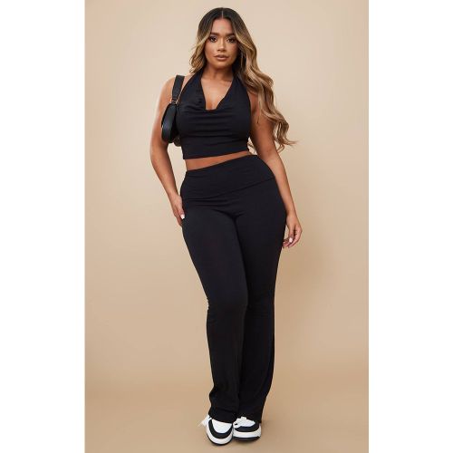 Black Pantalon Évasé Taille Haute Pliable En Jersey Contour Shape | Taille 42 - PrettyLittleThing - Modalova